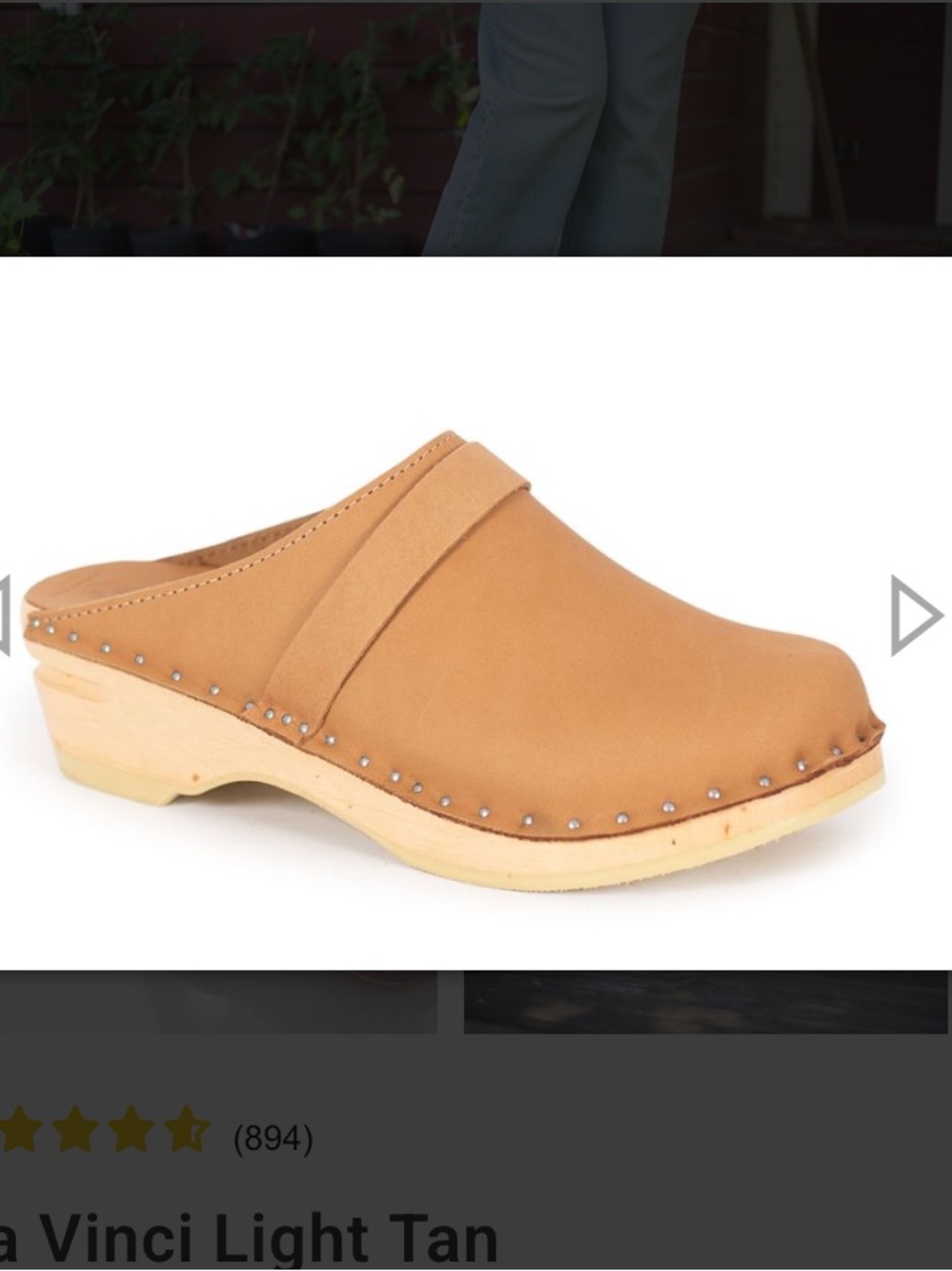 Troentorp Da Vinci light tan Swedish clogs with a wooden sole, size EU 37, US 7